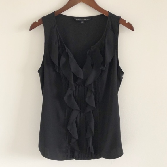 White House Black Market Tops - White House Black Market Ruffle-Front Shell Top M